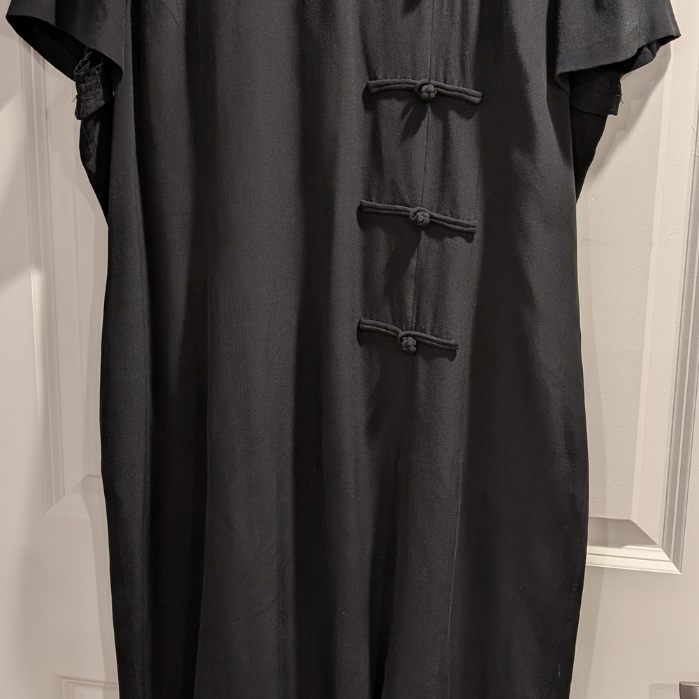 Spenser Jeremy 100% Silk Black Mandarin Collar Dress Size 16 Elegant EUC